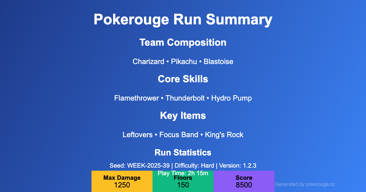 Pokerouge Score Card Generator | Share Your Runs